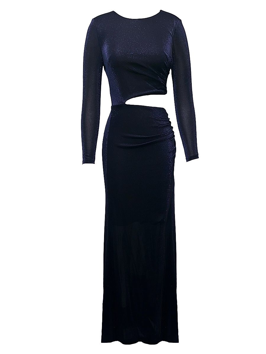Women's Candace Metallic Jersey Cut-Out Maxi Dress - Midnight Blue - Size Small