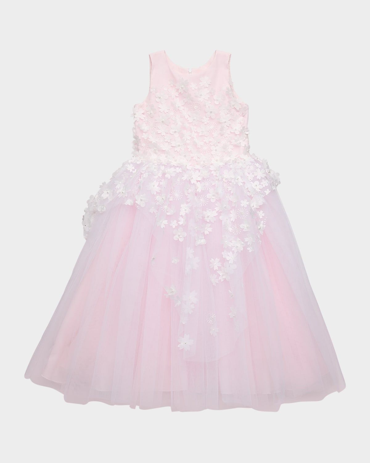 Girl & apos;s Lauren 3D Flower Embellished Tulle Dress, Size 2-12
