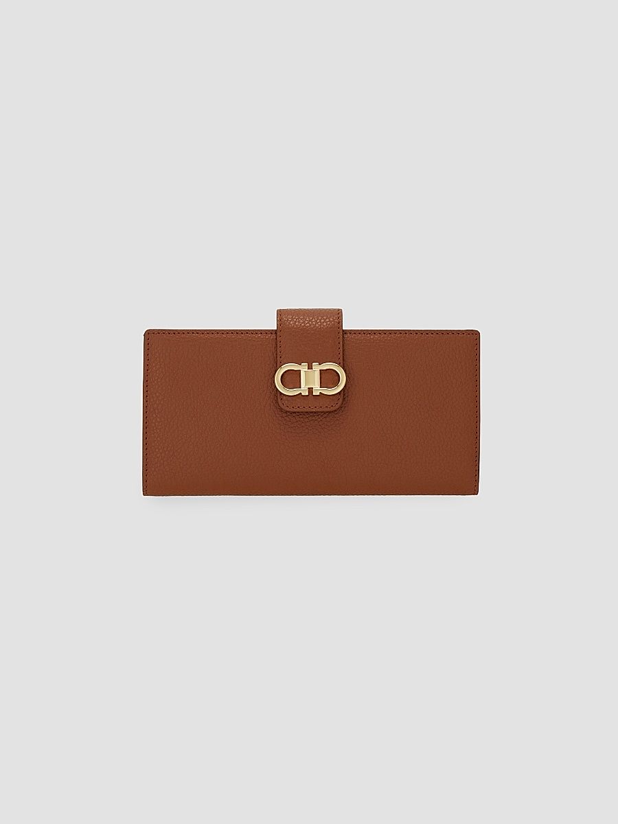 Women's Gancini Leather Continental Wallet - New Cognac