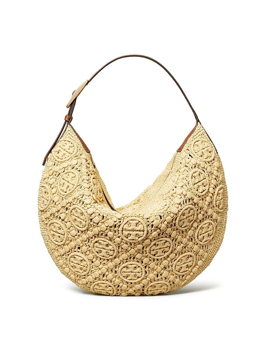 Women's Monogram Raffia Hobo Bag - Natural