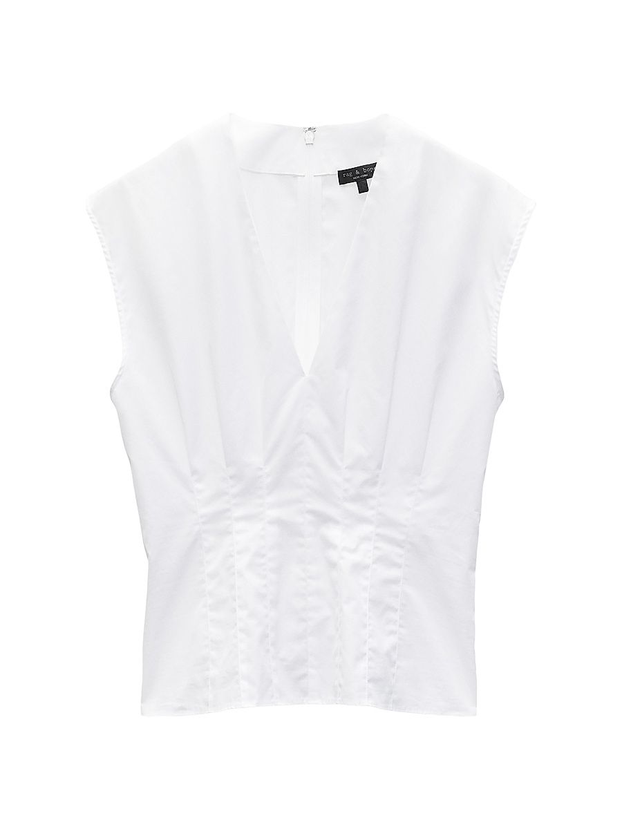 Women's Ines Poplin Sleeveless Top - White - Size 2