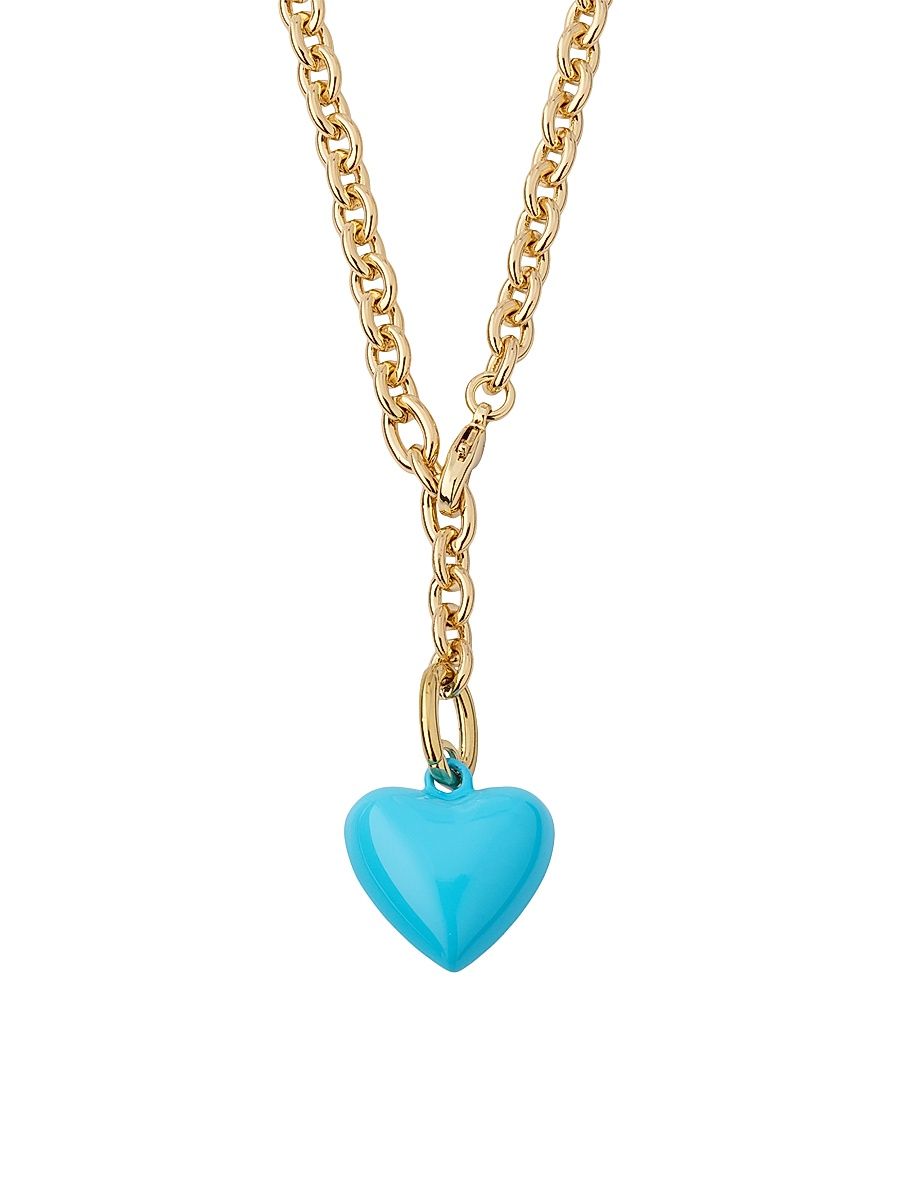Women's The Mini Happy Heart Goldtone & Enamel Necklace - Blue