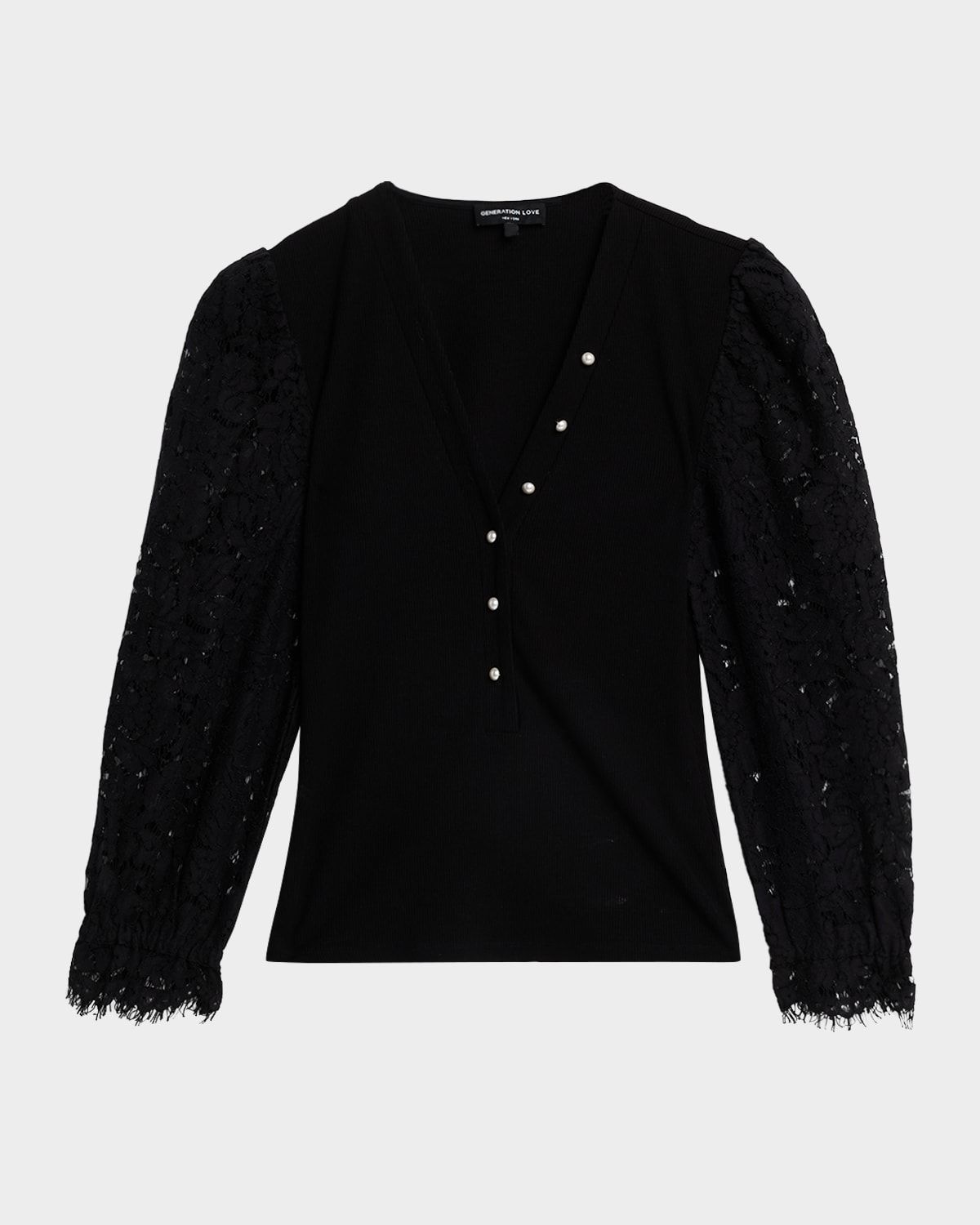 McKenna Lace-Sleeve Combo Top