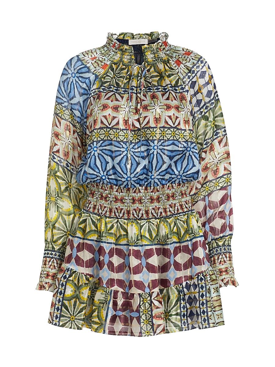 Women's Ashalina Printed Silk Flounce Minidress - Ribbon Blue Combination - Size Medium