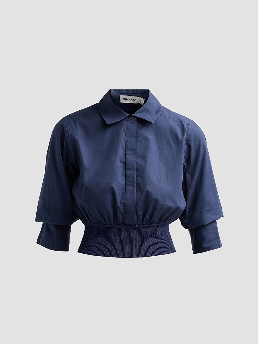 Women's Stiles Cotton Poplin Shirt - Midnight - Size XL