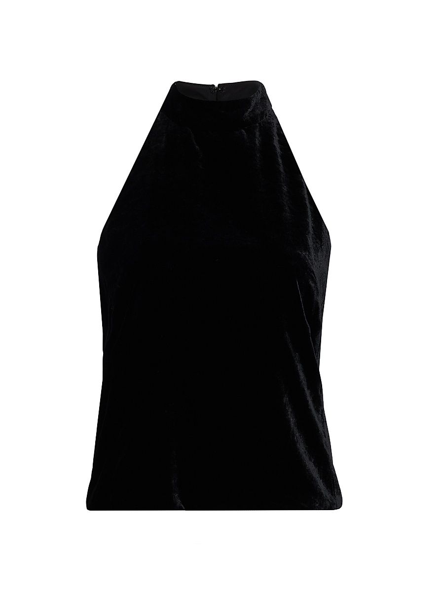 Women's Peneloppe Velvet Halter Top - Black - Size 8