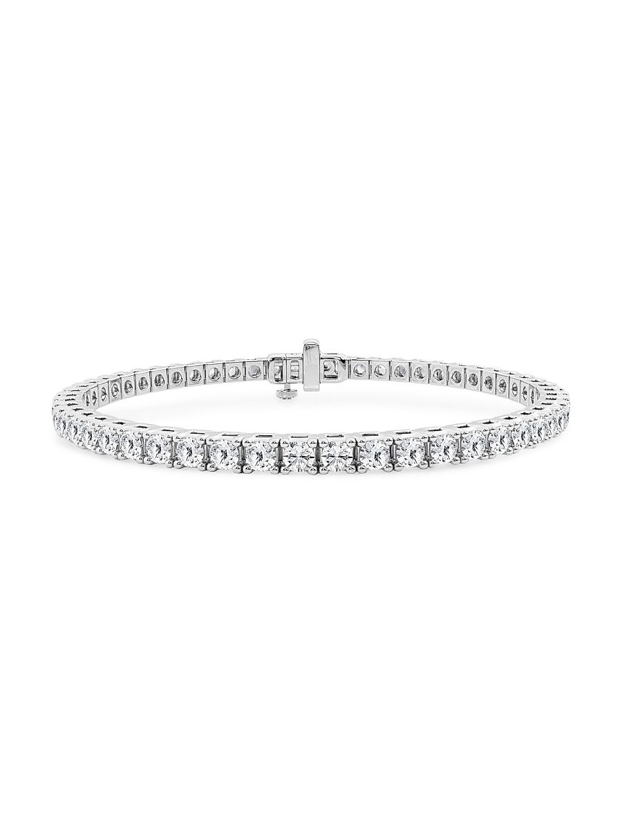 Women's 14K White Gold & Round Lab-Grown Diamond Tennis Bracelet/1.00-10.00 TCW - 5 Tcw - Size 7