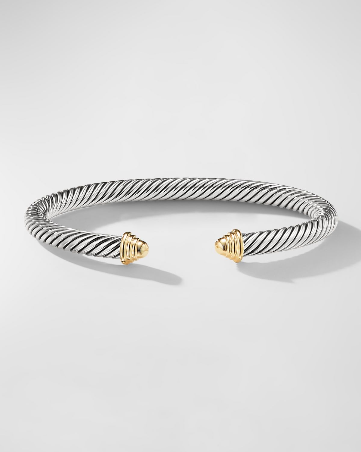 Cable Bracelet in Silver with 14K Gold, 5mm