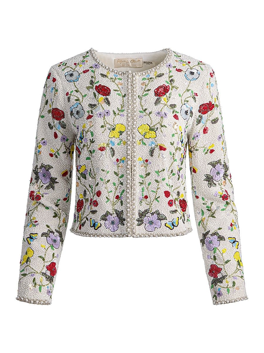 Women's Kidman Embellished Boxy Jacket - Twisting Vines Off White - Size XL