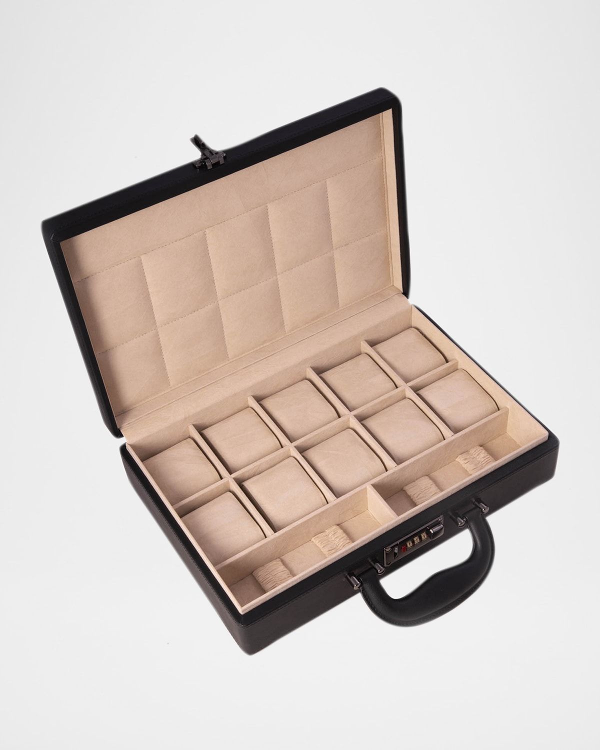 Men & apos;s 10-Watch Leather Briefcase Storage Box w/ Combination Lock