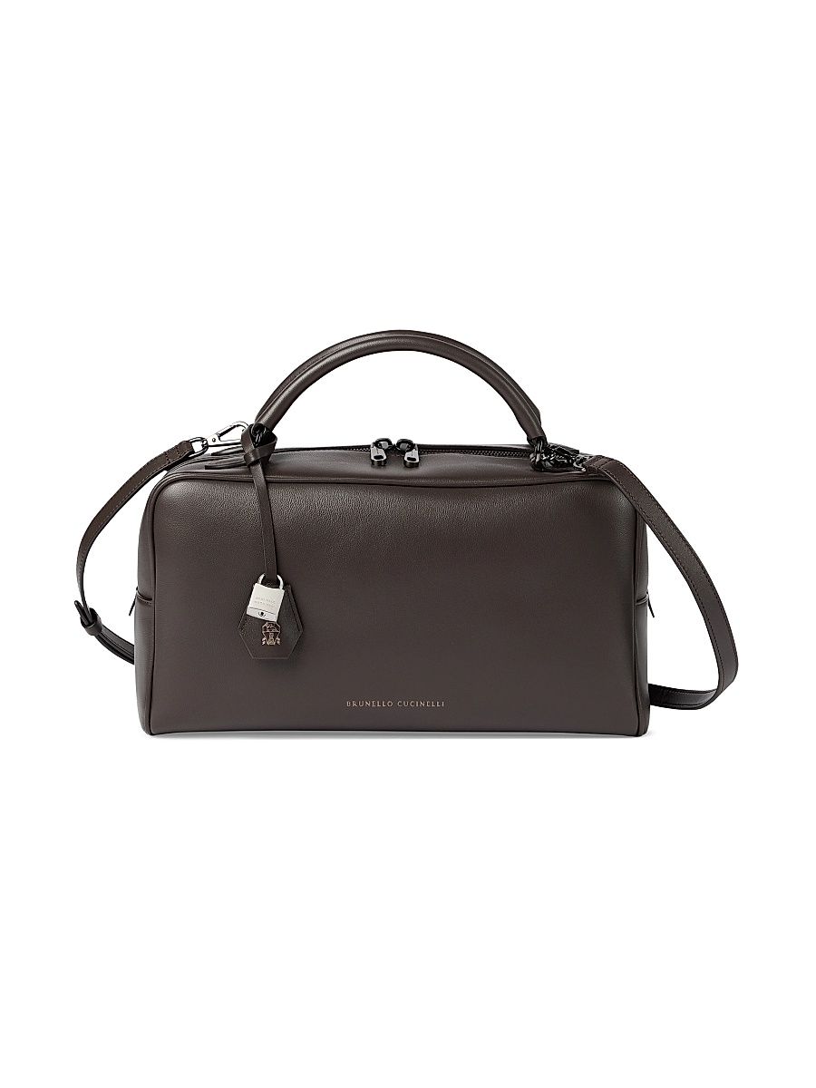 Women's Explorer Boston Top Handle Bag in Glossy Nappa Leather - Rust Brown