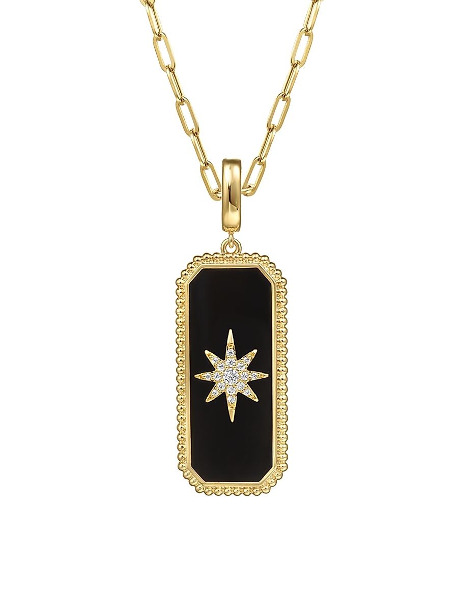 Women's Bujukan 14K Yellow Gold, Freshwater Pearl, Black Onyx & 0.13 TCW Diamond Pendant - Yellow Gold
