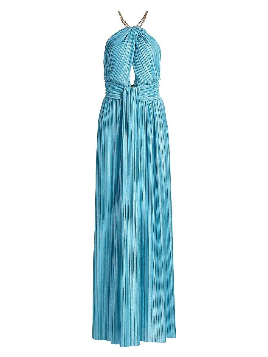 Women's Sophia Chain Trimmed Maxi Dress - Aquamarine - Size XL