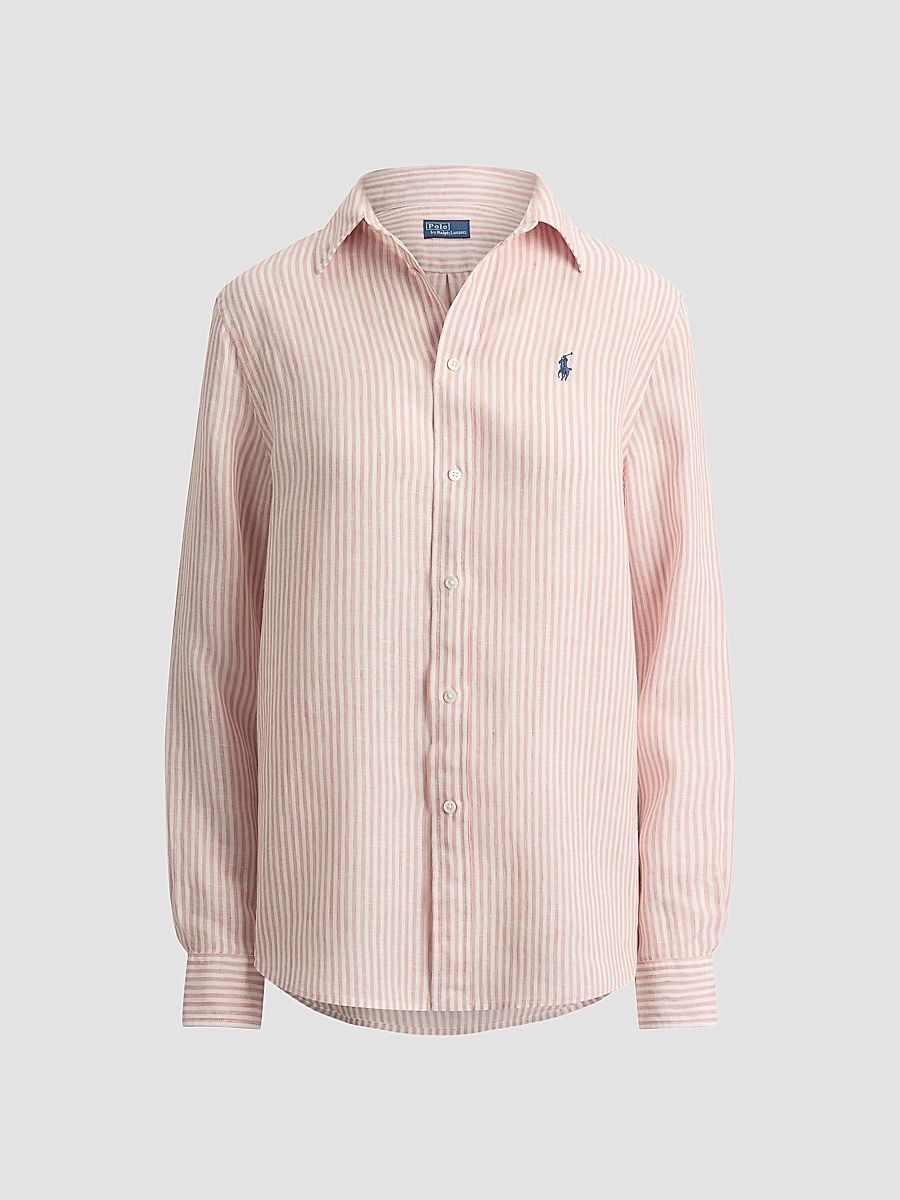 Women's Striped Linen Classic-Fit Shirt - White Multi - Size XS