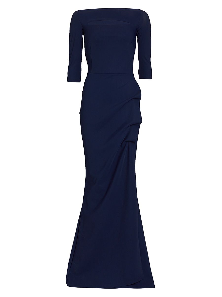 Chiara Boni La Petite Robe Women's Kate Slit-Detail Boatneck Gown - Blue Notte - Size 2