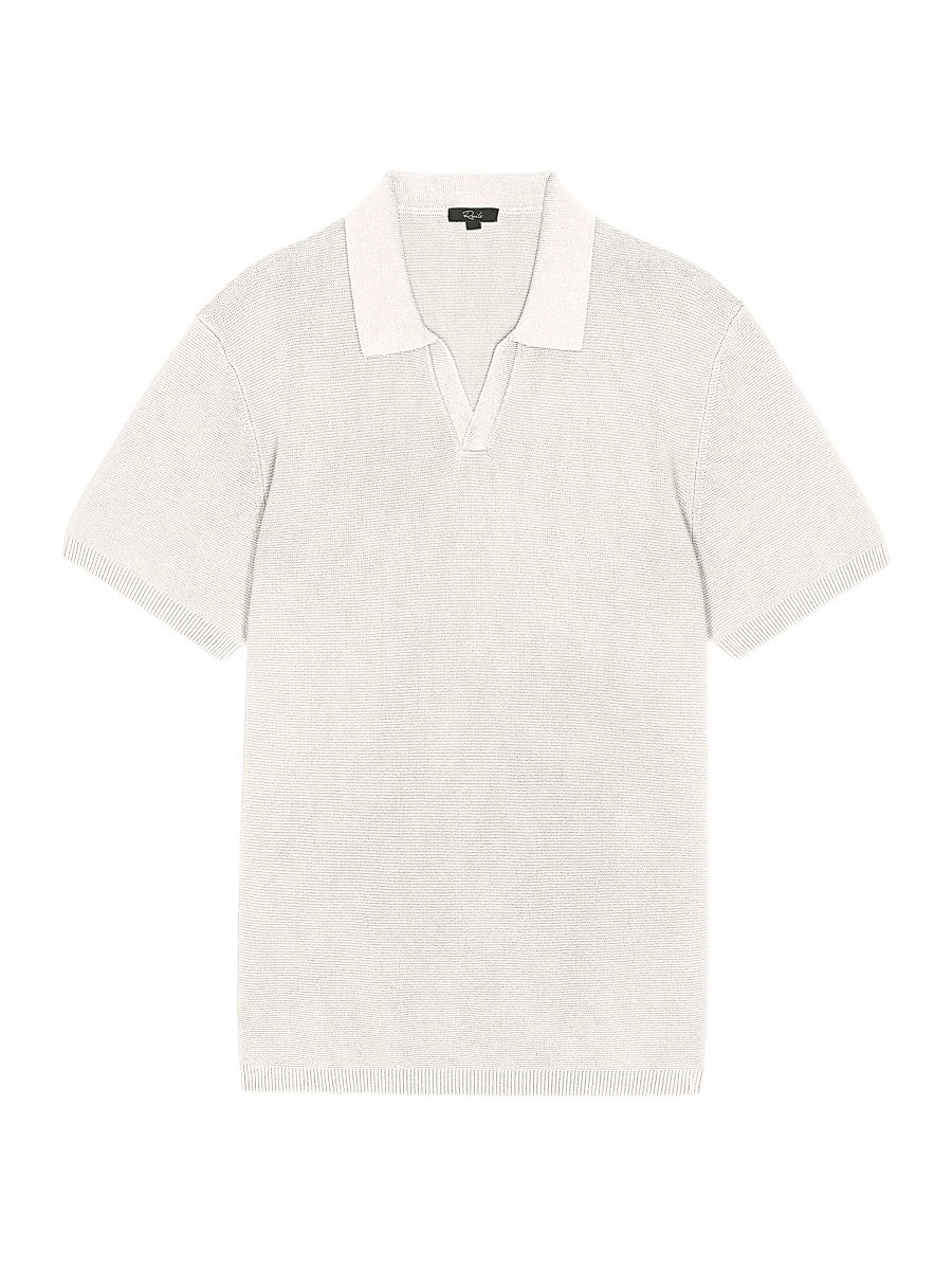 Men's Baker Cotton Johnny Collar Polo Shirt - Ivory - Size XXL