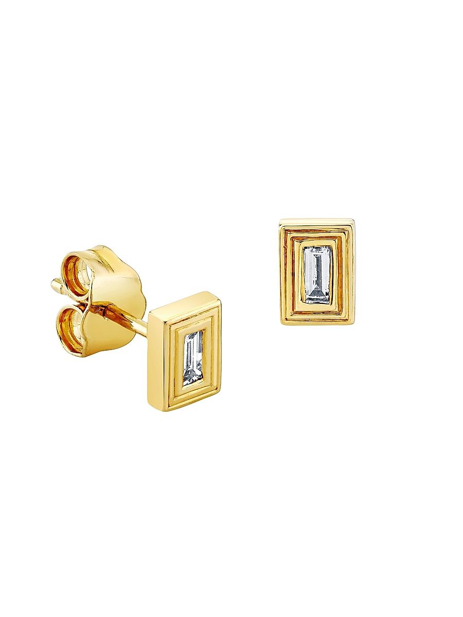 Women's Overboard 14K Yellow Gold & 0.08 TCW Diamond Stud Earrings - Yellow Gold