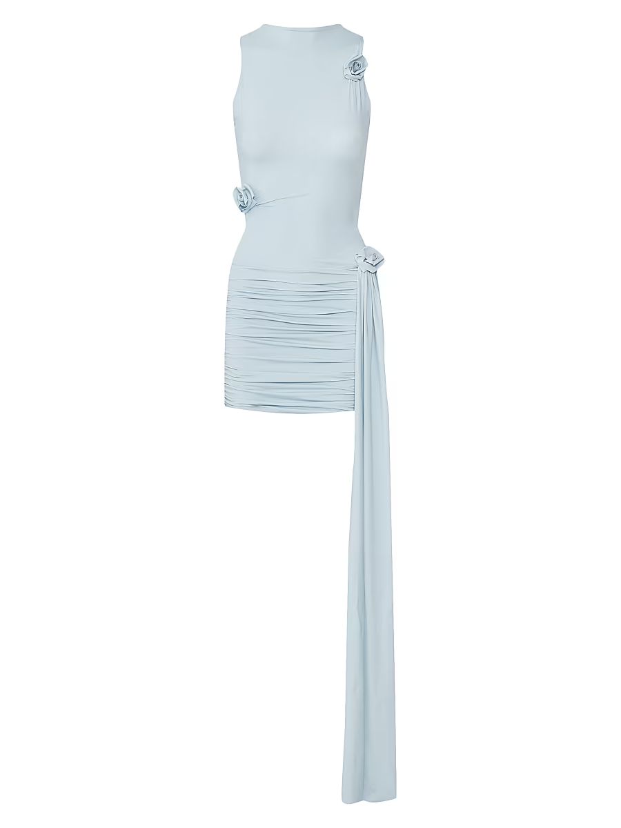 Women's Azahar Floral Appliqué Ruched Body-Con Minidress - Arctic