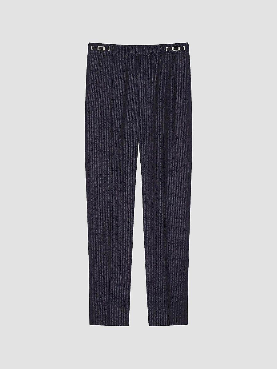 Givenchy Men's Couture Seam Striped Joggers in Wool - Navy White - Size 40