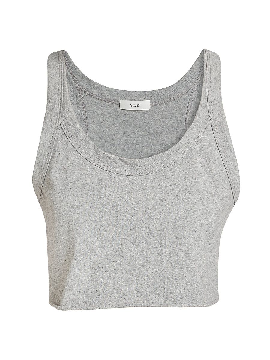 Women's Halsey Cotton Cropped Tank - Grey Melange - Size XL