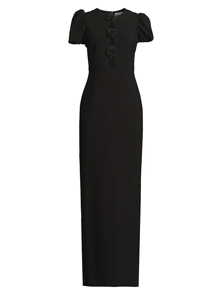 Women's Drop 11 Griffen Crystal-Embellished Rosette Gown - Black - Size 10