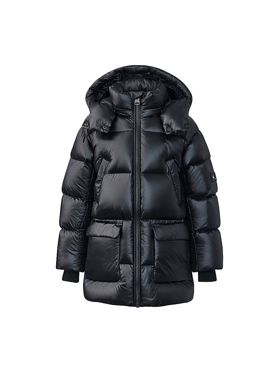 Little Kid's Lustrous Down Puffer Jacket - Black - Size 14