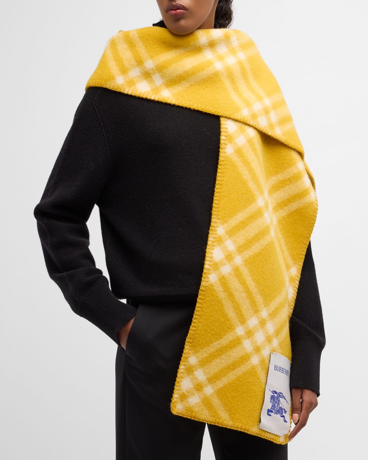 Check Wool Hooded Scarf