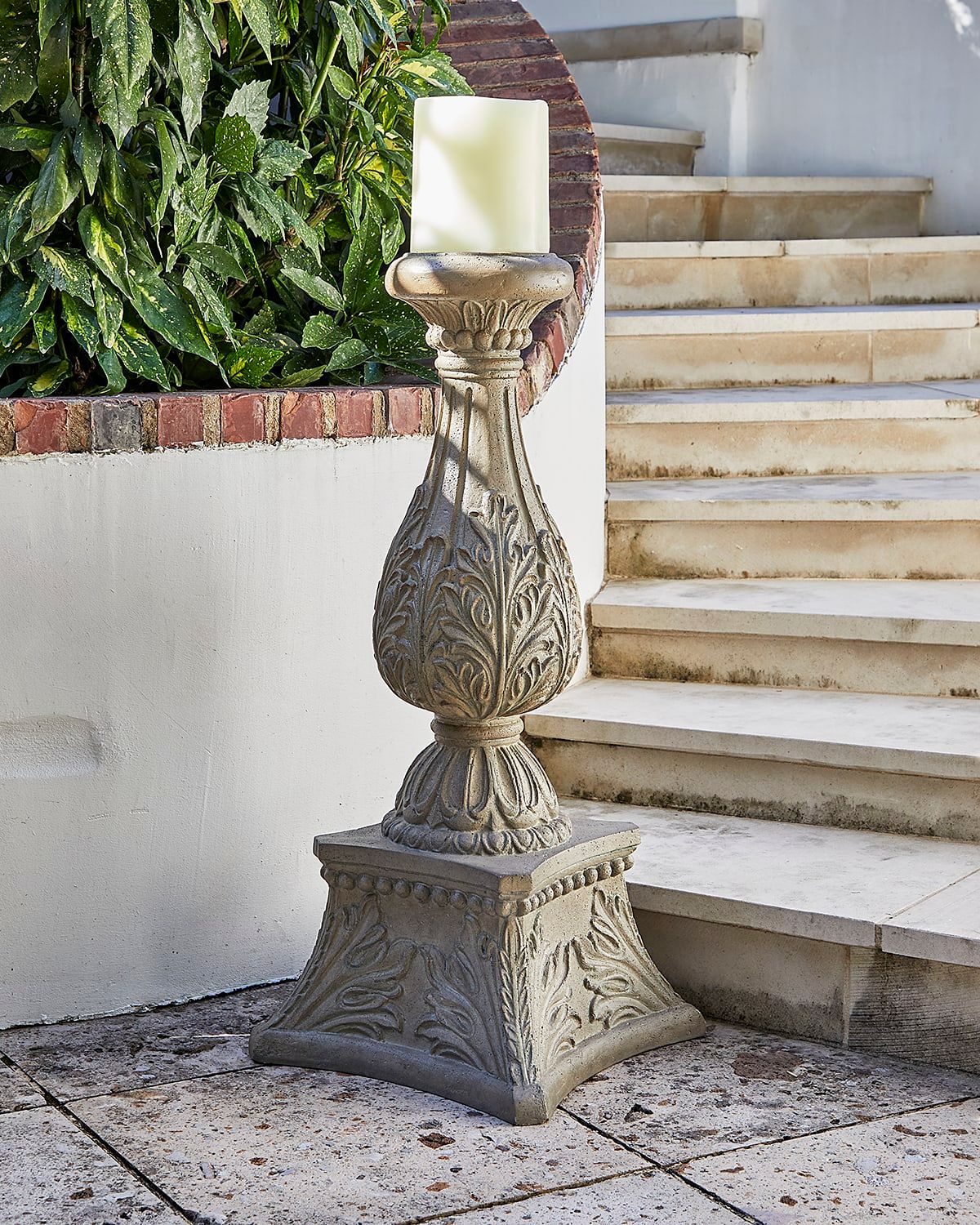 36" Cast Stone Floor Candlestick