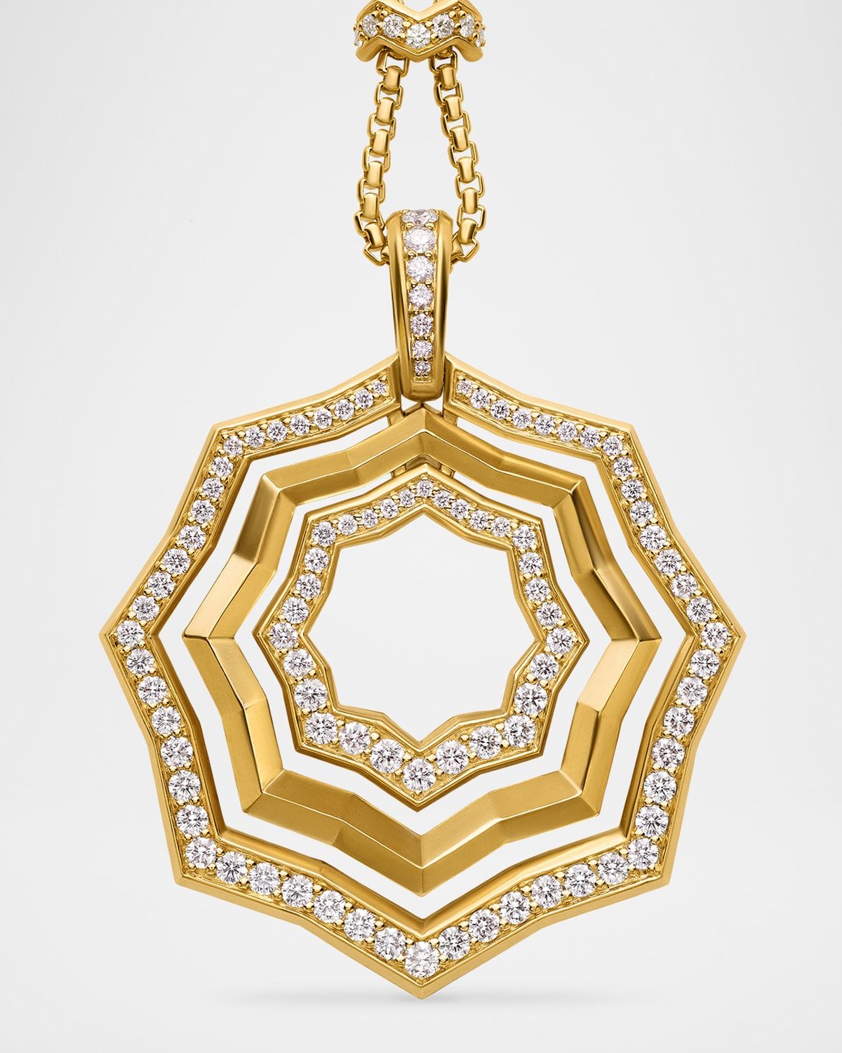 Zig Zag Stax Pendant Necklace with Diamonds in 18K Gold, 38mm