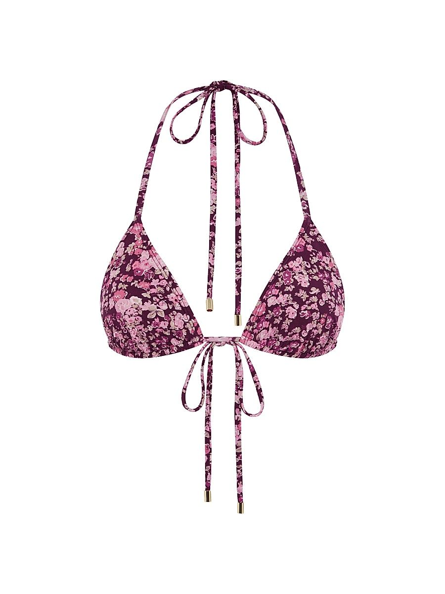 Women's Tapestry Essential Floral String Triangle Bikini Top - Viola - Size XL
