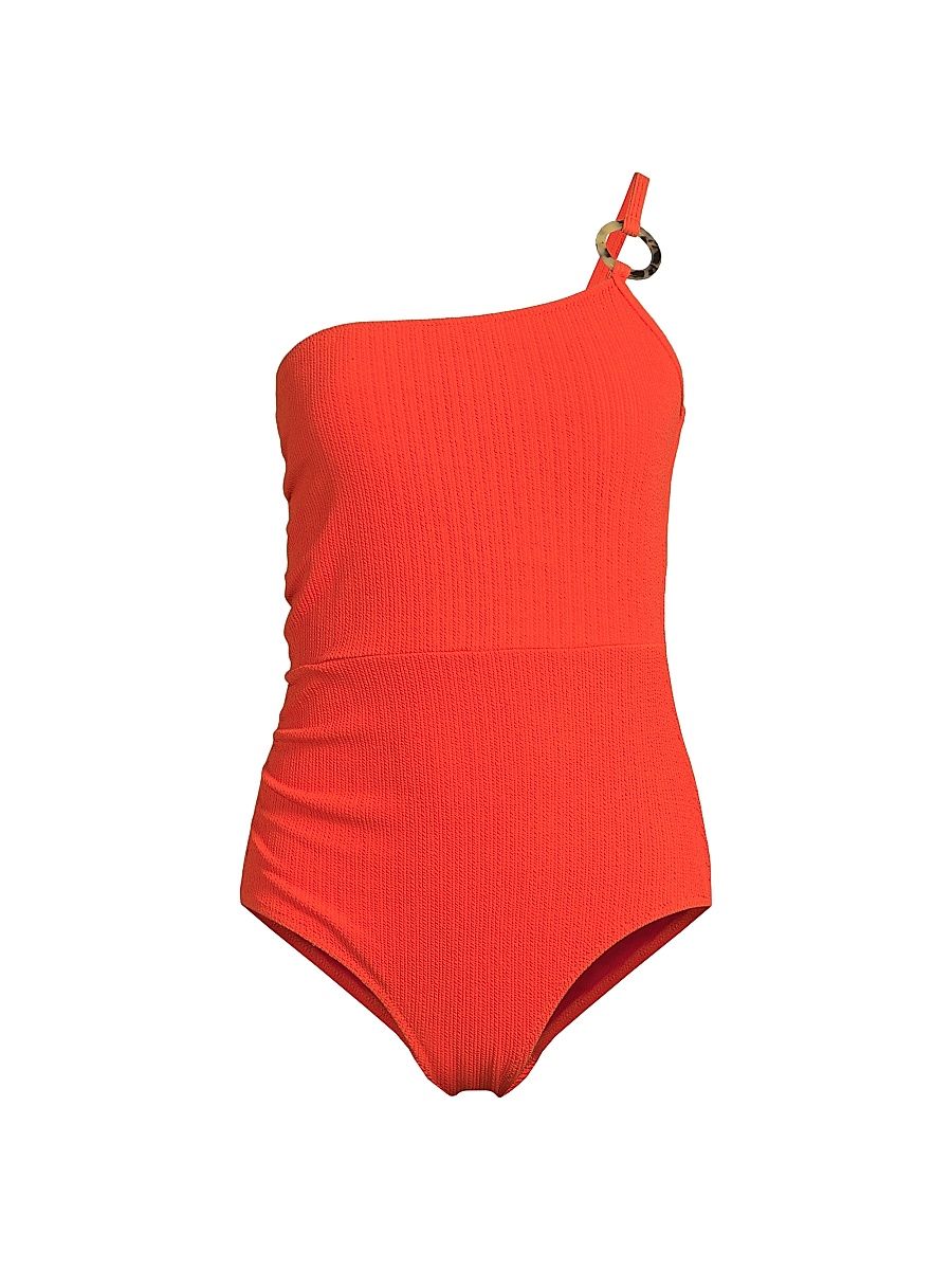 Women's Kara Textured One-Piece Swimsuit - Flame Texture - Size Medium
