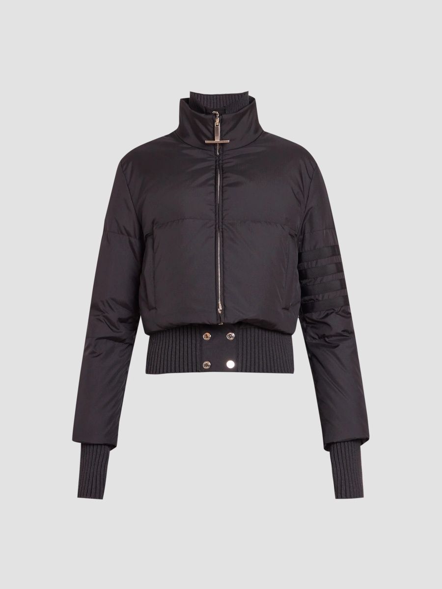 Thom Browne Women's Ripstop Zip-Front Down Crop Jacket - Black - Size 0