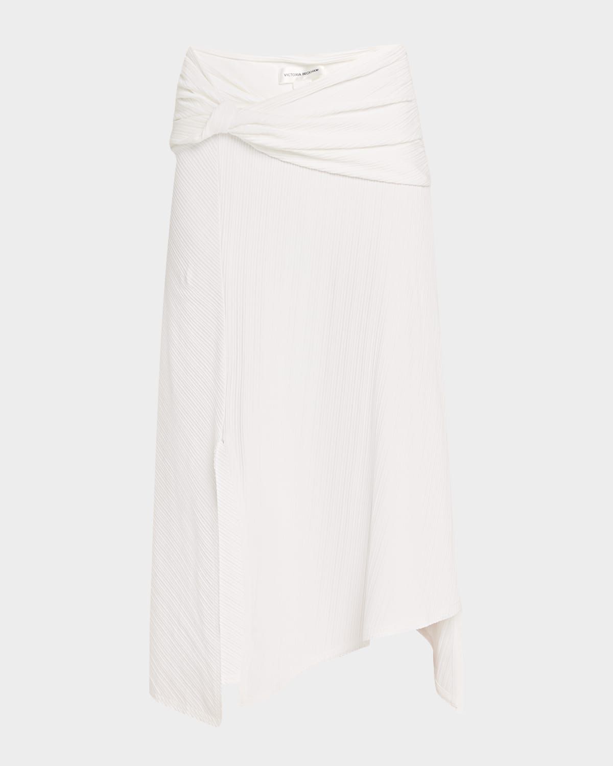 Twisted Cotton Plisse Midi Handkerchief Skirt