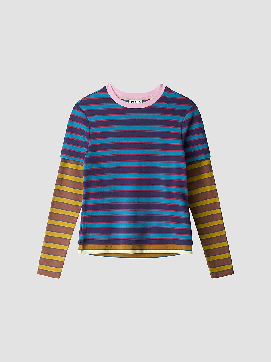Women's Dillon Striped Layered Top - Potter Stripe Multi - Size XL