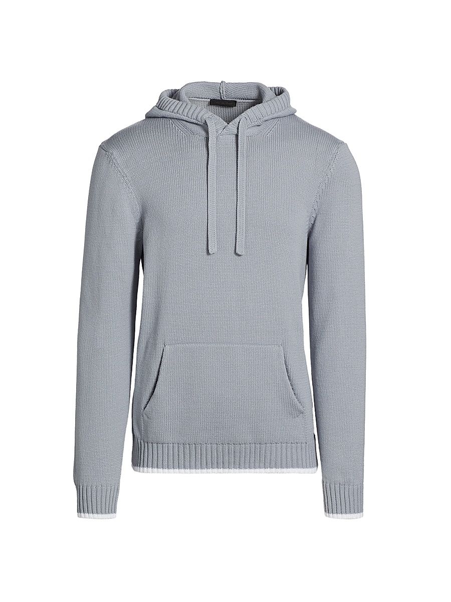 Men's COLLECTION Stretch-Cotton Drawstring Hoodie - Grey - Size XXL