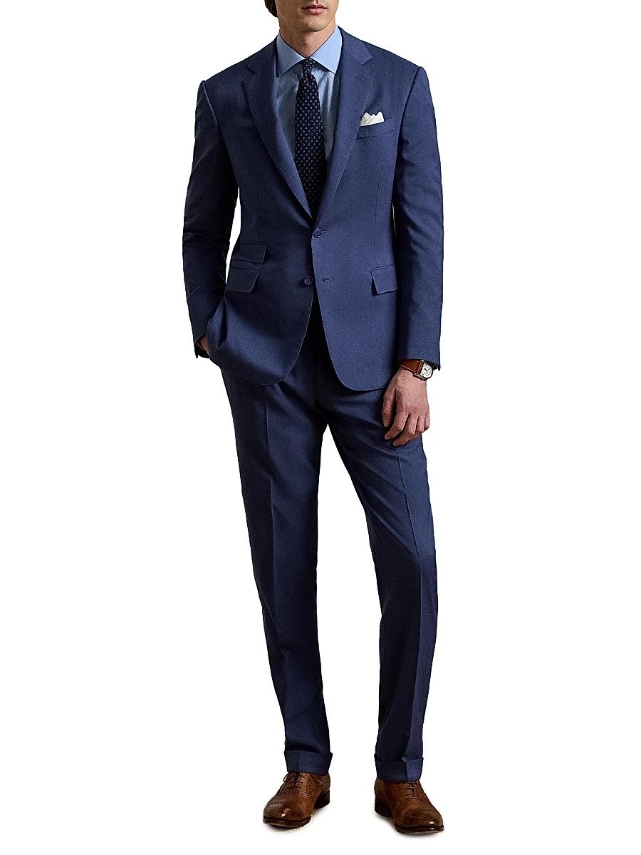 Men's Super 150s Wool 2-Piece Two-Button Suit - Buenos Aires Blue - Size 46