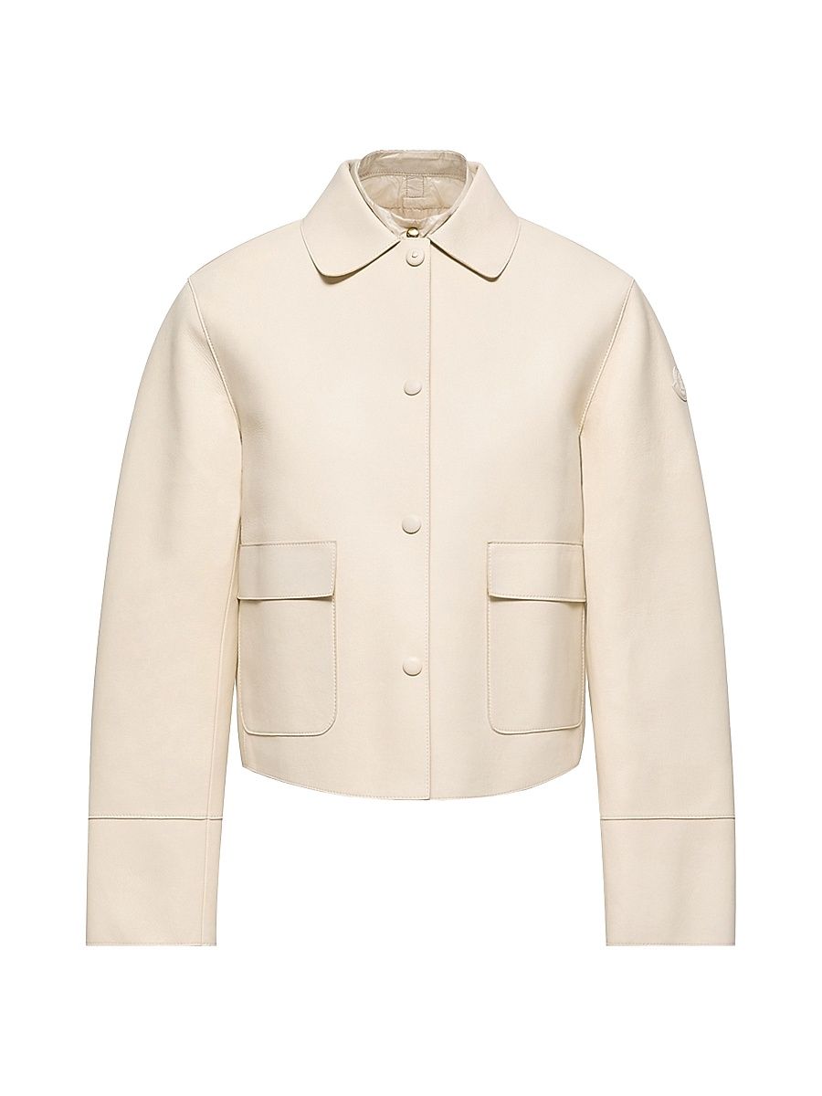 Women's Haricot 3-in-1 Puffer Shacket in Leather - White Ivory - Size Medium