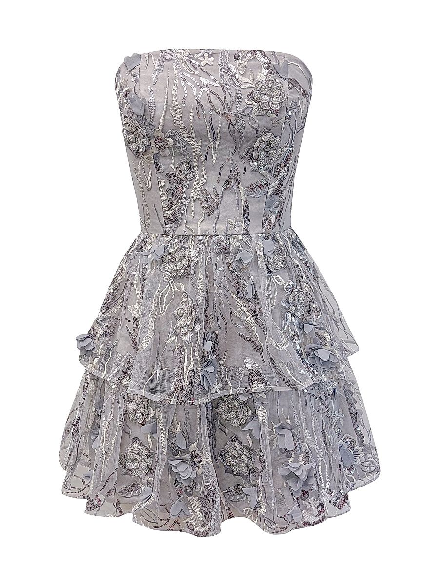 Women's Callie Strapless Sequined Minidress - Dove Multi - Size XL