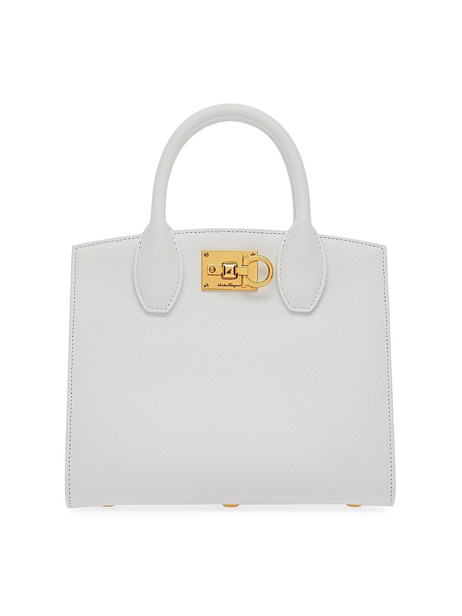 Women's Studio Box Mini Leather Top-Handle Bag - Optic White