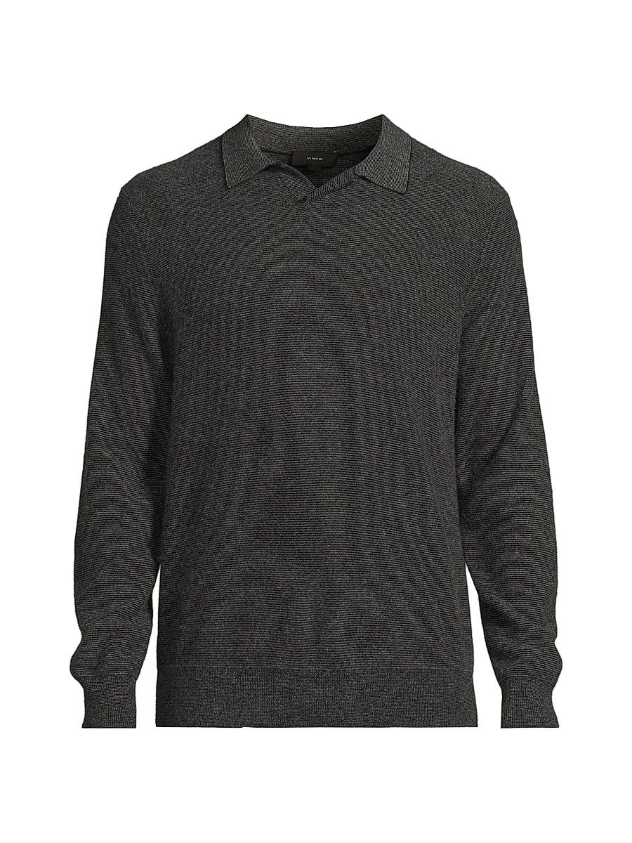 Men's Striped Boiled Crewneck Sweater - Black Medium Heather Grey - Size XXL