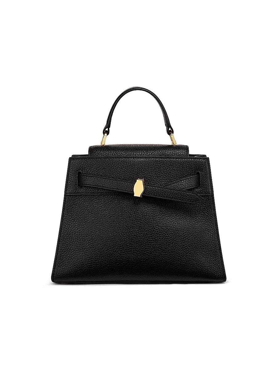 Women's Dash Buckle-Detail Leather Top Handle Bag - Black