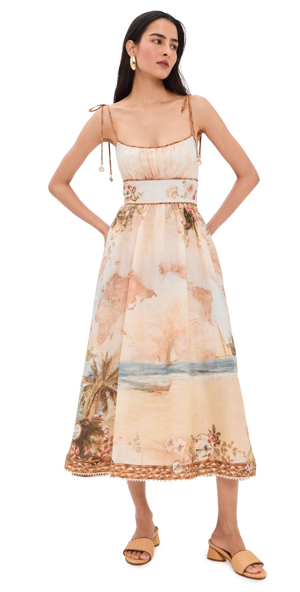 Zimmermann Mahon Picnic Dress Island Map Blue 0