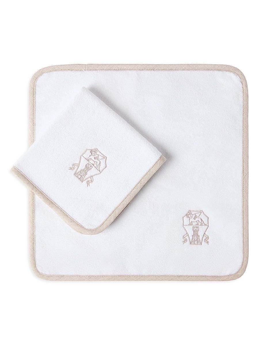 2 Piece Cotton Terrycloth Hand Towel Set with Embroidery - Desert