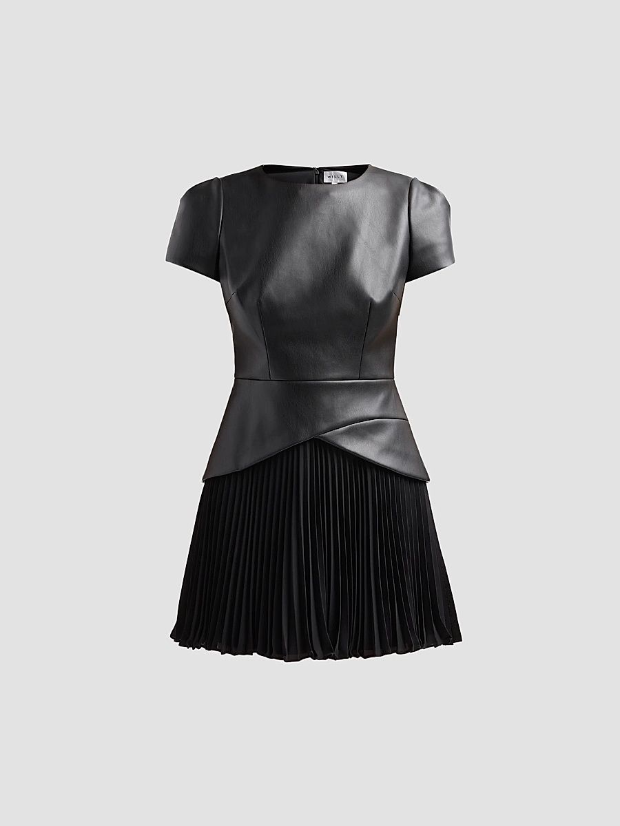Women's Haddy Mixed-Media Faux Leather Mini Dress - Black - Size 12