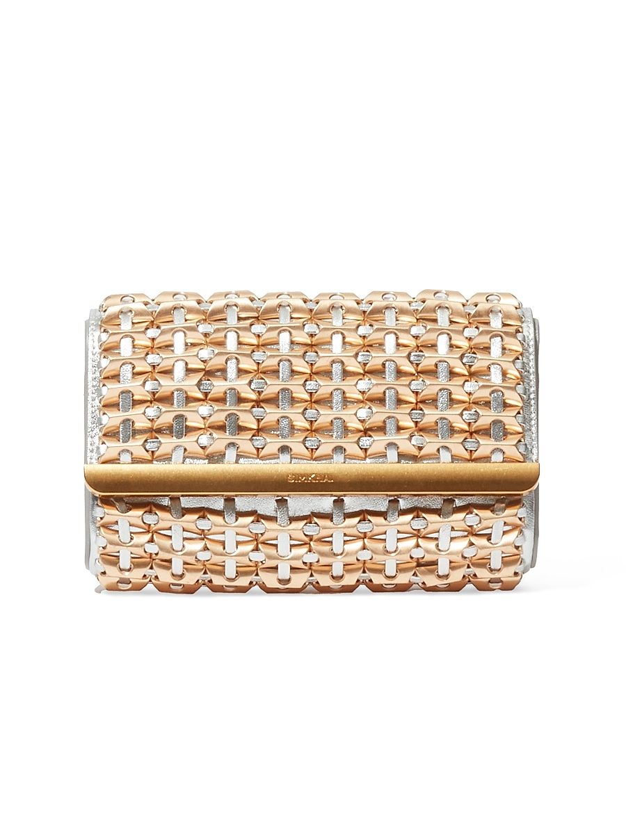 Women's Rola Beaded Metallic Leather Convertible Clutch - Silver