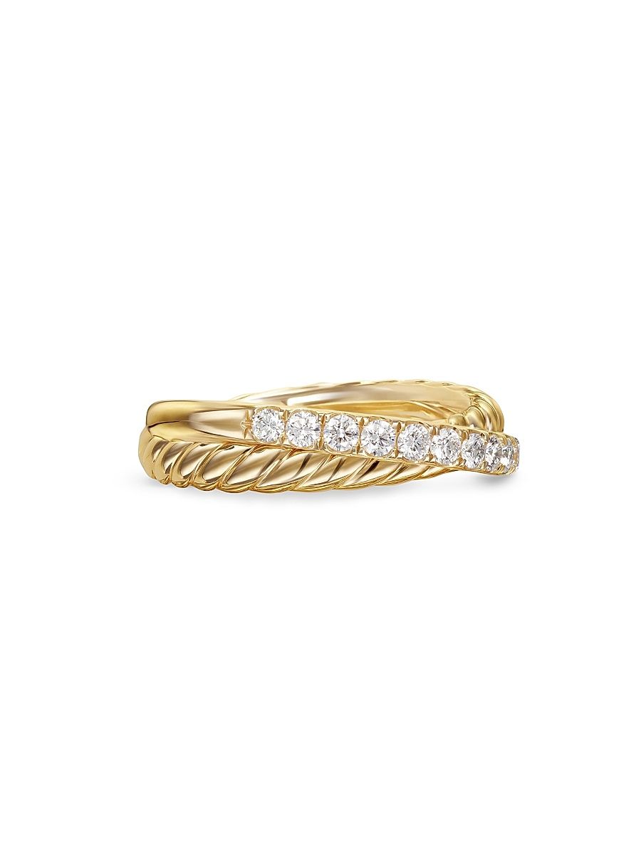 Women's Crossover Two Row Ring in 18K Yellow Gold - Gold - Size 7