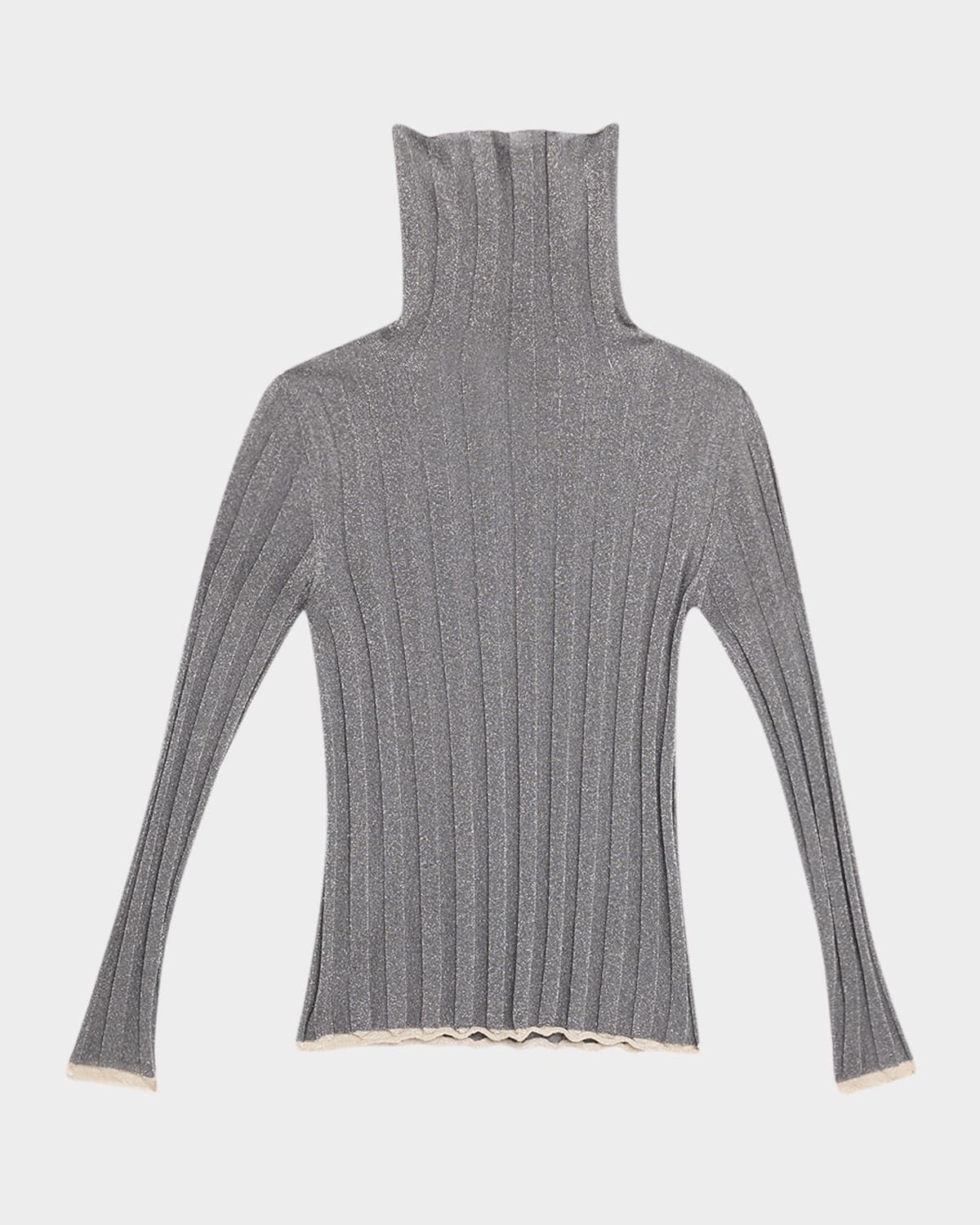 Shimmer Rib Knit Turtleneck Sweater