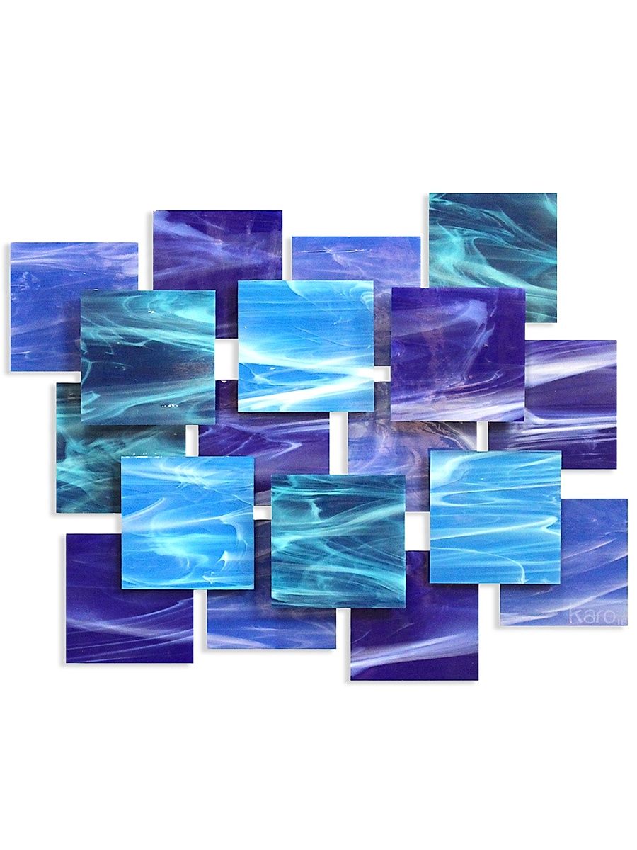 Sunset Glass & Metal Wall Sculpture - Blue