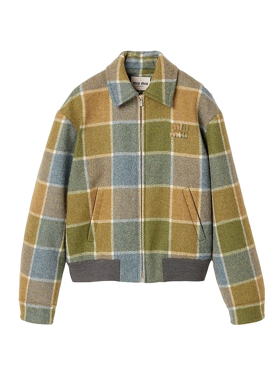 Women's Checked Blouson Jacket - Brown - Size 6