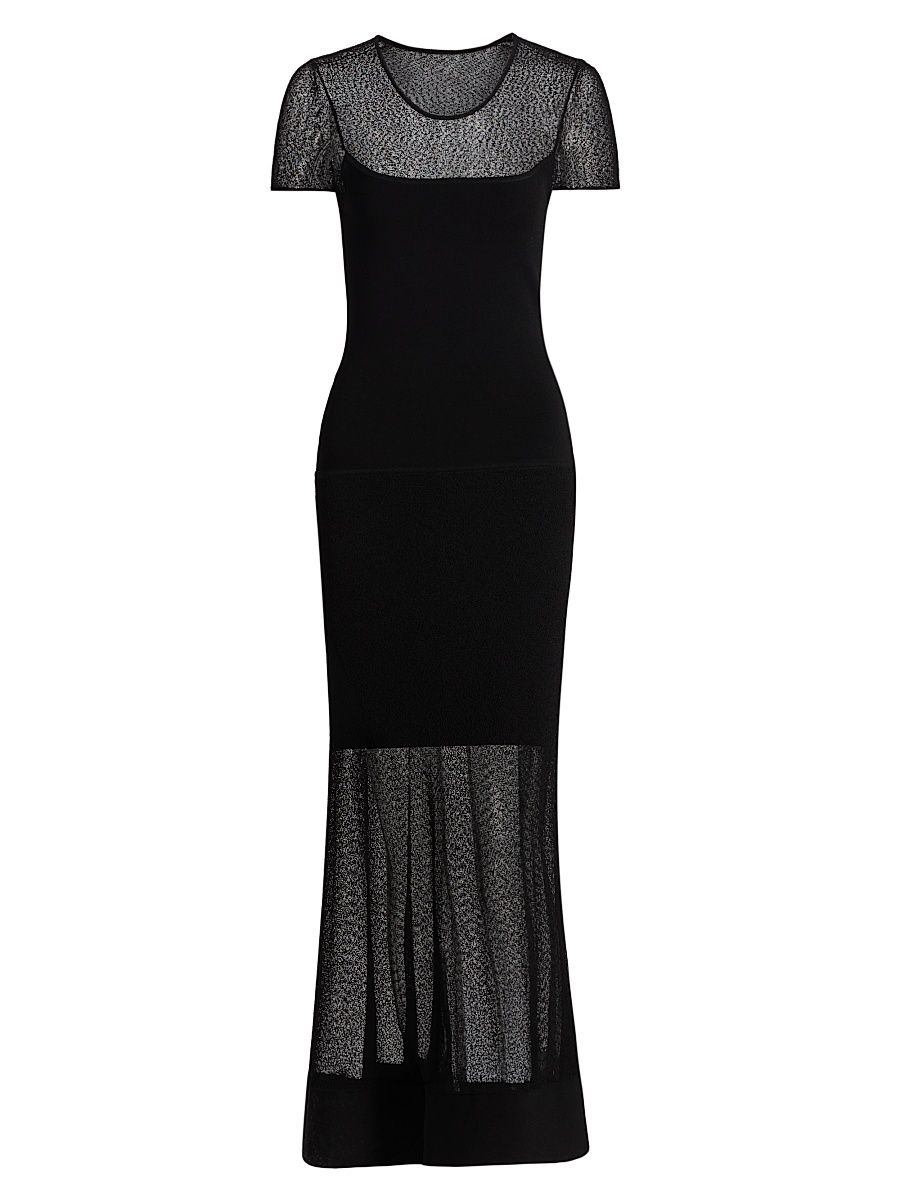 Women's Sheer Mesh Sheath Maxi Dress - Black - Size XL